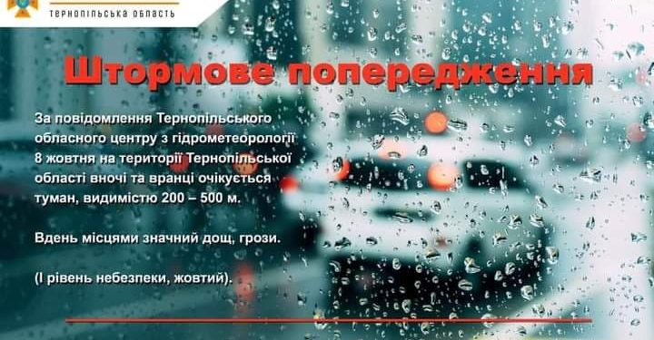 На Тернопільщині погіршується погода: оголосили штормове попередження