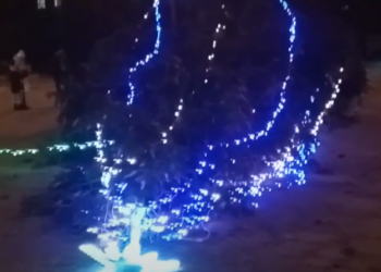 У Тернополі на майдані вітер полавив новорічну красуню (Відео)