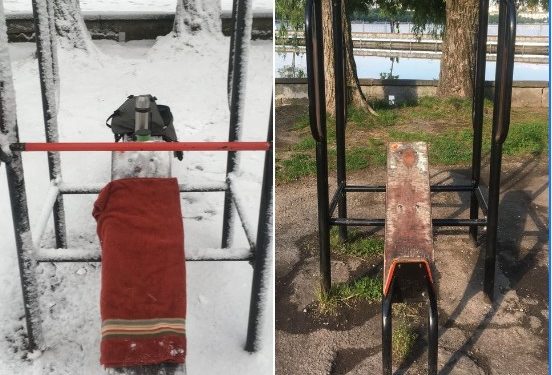 У Тернополі вночі у парку викрали штангу (Фотофакт)