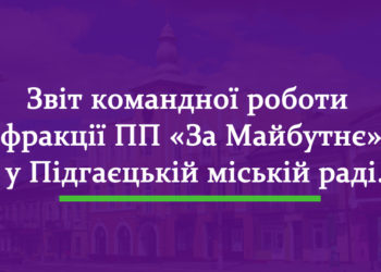 Короткий звіт командної роботи фракції ПП «За Майбутнє» у Підгаєцькій міській раді