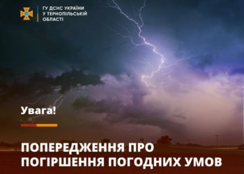 Сьогодні на Тернопільщині очікуються грози, подекуди – град