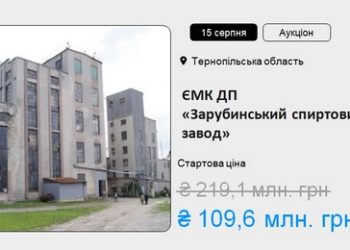 Удвічі зменшили вартість Зарубинського спиртового заводу на приватизаційному аукціоні