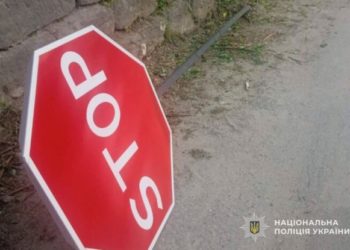 У Кременці юнаки пошкодили дорожні знаки